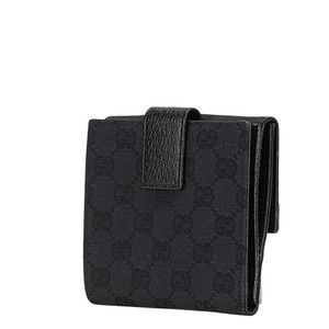 Gucci Canvas Leather GG Black Studded Bifold Wallet